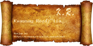 Kvassay Rozália névjegykártya